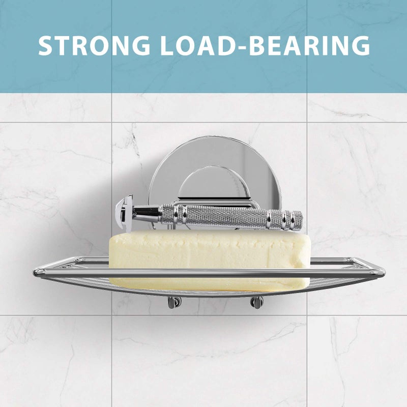 Top-Spring Super Powerful Vacuum Suction Cup Shower Soap Dish Holder, 304 Stainless Steel Bar Soap Sponge Holder for Shower, Bathroom and Kitchen Sink - Image 3